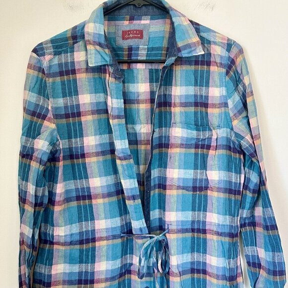 Jach's Girlfriend Blue Plaid Shirt Dress/Tunic - Size: Medium - Picture 3 of 9